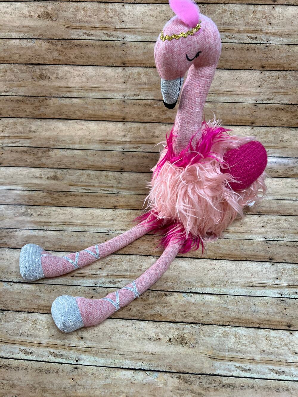 Mud Pie Ballerina Flamingo Plush Ballet Dancer 13" Shelf Sitter